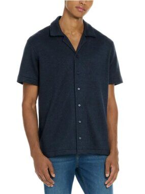 Scotch & Soda Men's Jersey Short Sleeve Button Up Shirt Relaxed Fit Blue Size L